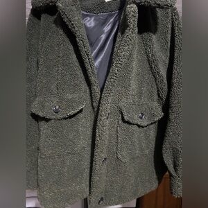 Zara Olive Green Sherpa Coat